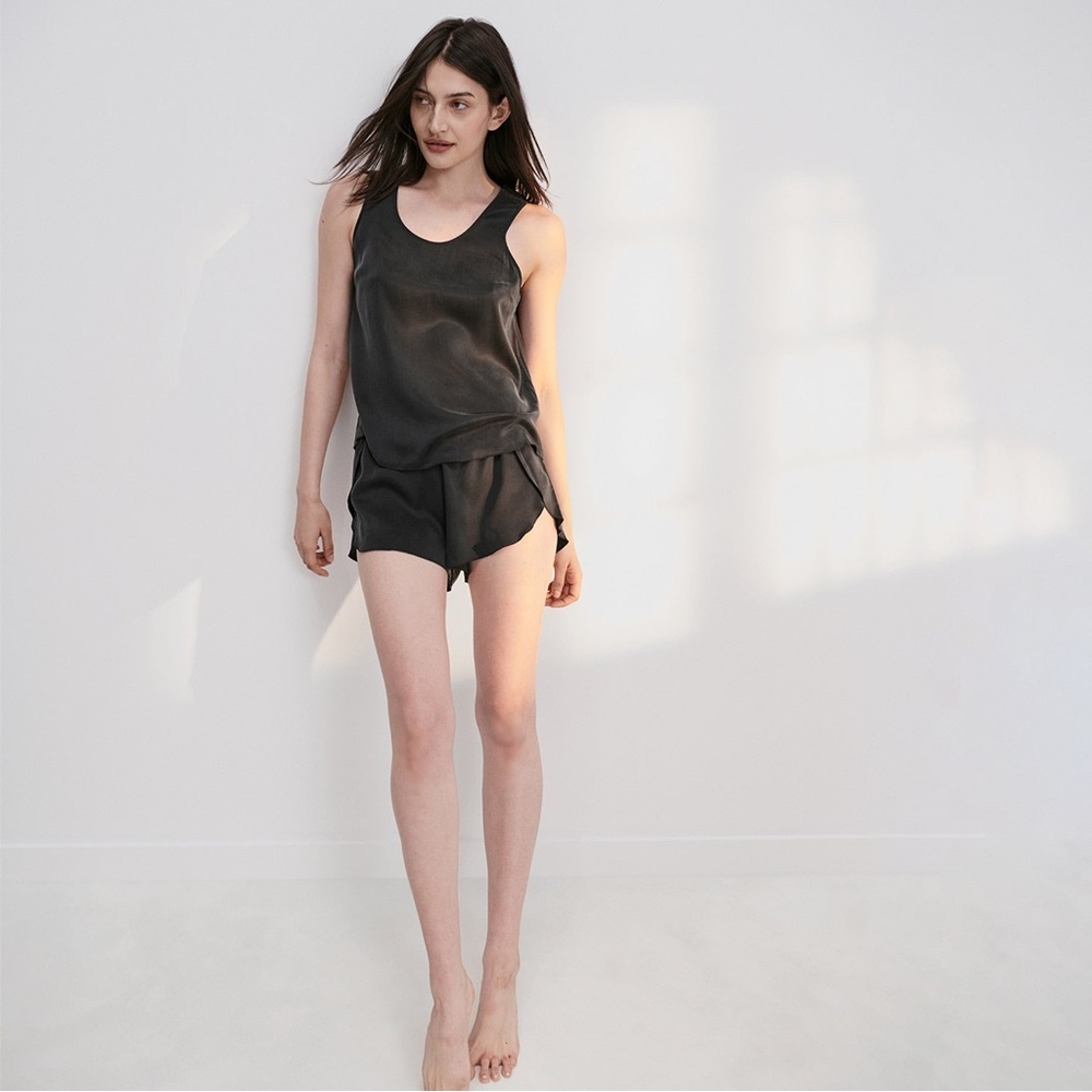 Lunya Washable Silk Shorts Set Black size S